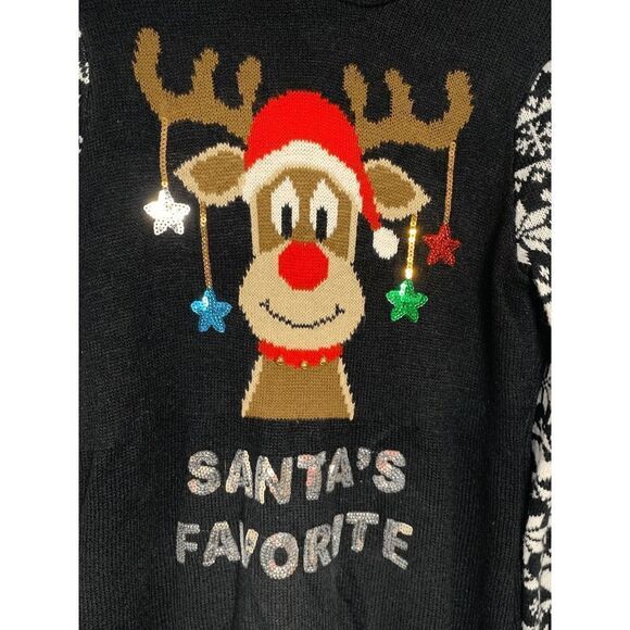 Santa's Favorite Rudolph Knit Hoodie Sweater (or size small sweater dress) - Picture 3 of 8